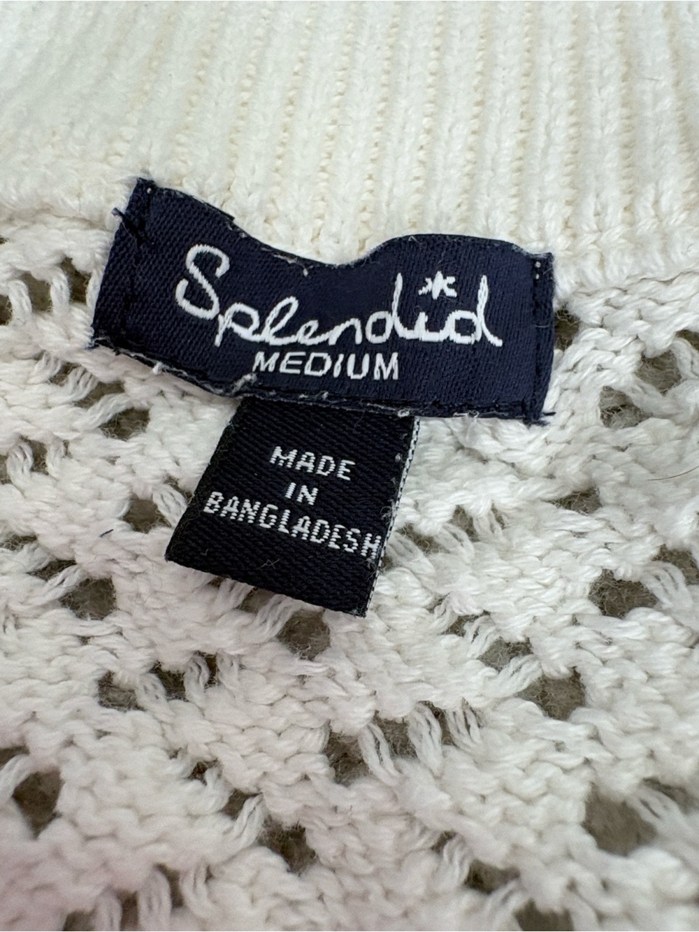 Splendid Brenda Cardigan Cream Open Pointelle Knit Cotton Sweater Size M EUC - Picture 5 of 9